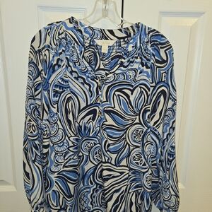 Lilly Pulitzer Blue and White Floral Blouse